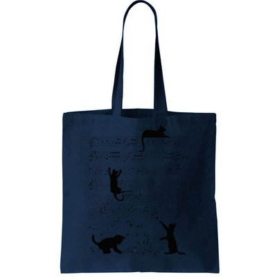 Cute Cat Kitty Playing Music Note Clef Musician Art Tote Bag