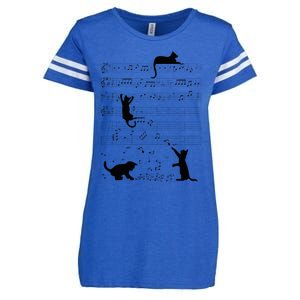 Cute Cat Kitty Playing Music Note Clef Musician Art Enza Ladies Jersey Football T-Shirt