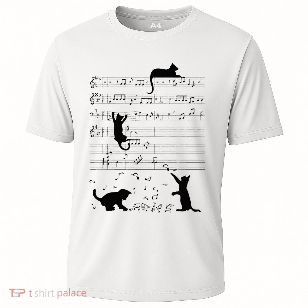 Cute Cat Kitty Playing Music Note Clef Musician Art Performance Shirt