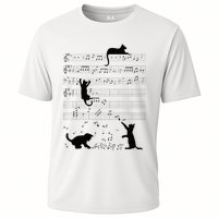 Cute Cat Kitty Playing Music Note Clef Musician Art Cooling Performance Crew T-Shirt