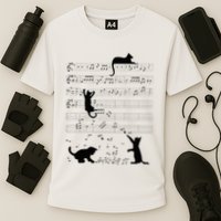 Cute Cat Kitty Playing Music Note Clef Musician Art Cooling Performance Crew T-Shirt