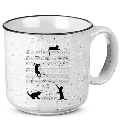 Cute Cat Kitty Playing Music Note Clef Musician Art 15oz Campfire Ceramic Mug