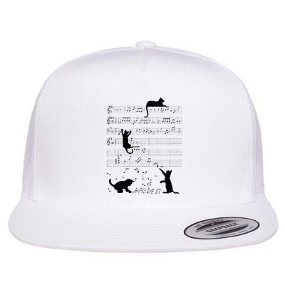Cute Cat Kitty Playing Music Note Clef Musician Art Flatbill Hat