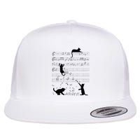 Cute Cat Kitty Playing Music Note Clef Musician Art Flat Bill Trucker Hat