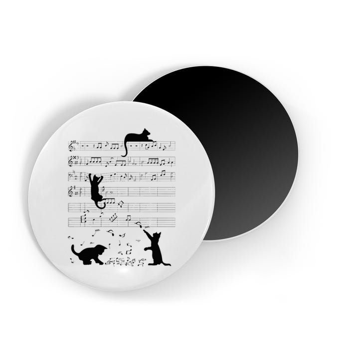 Cute Cat Kitty Playing Music Note Clef Musician Art Magnet