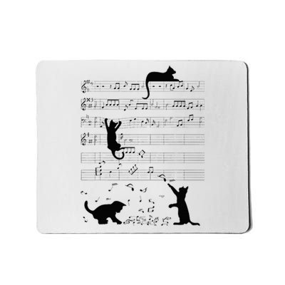 Cute Cat Kitty Playing Music Note Clef Musician Art Mousepad