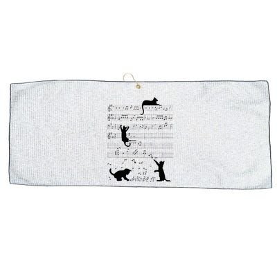 Cute Cat Kitty Playing Music Note Clef Musician Art Large Microfiber Waffle Golf Towel