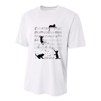 Cute Cat Kitty Playing Music Note Clef Musician Art Youth Performance Sprint T-Shirt