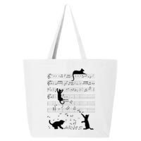 Cute Cat Kitty Playing Music Note Clef Musician Art 25L Jumbo Tote