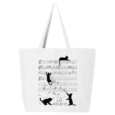 Cute Cat Kitty Playing Music Note Clef Musician Art 25L Jumbo Tote