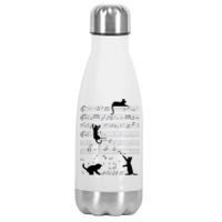 Cute Cat Kitty Playing Music Note Clef Musician Art Stainless Steel Insulated Water Bottle