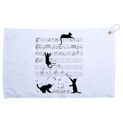 Cute Cat Kitty Playing Music Note Clef Musician Art Grommeted Golf Towel