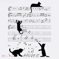 Cute Cat Kitty Playing Music Note Clef Musician Art Womens T-Shirt