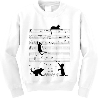 Cute Cat Kitty Playing Music Note Clef Musician Art Kids Sweatshirt