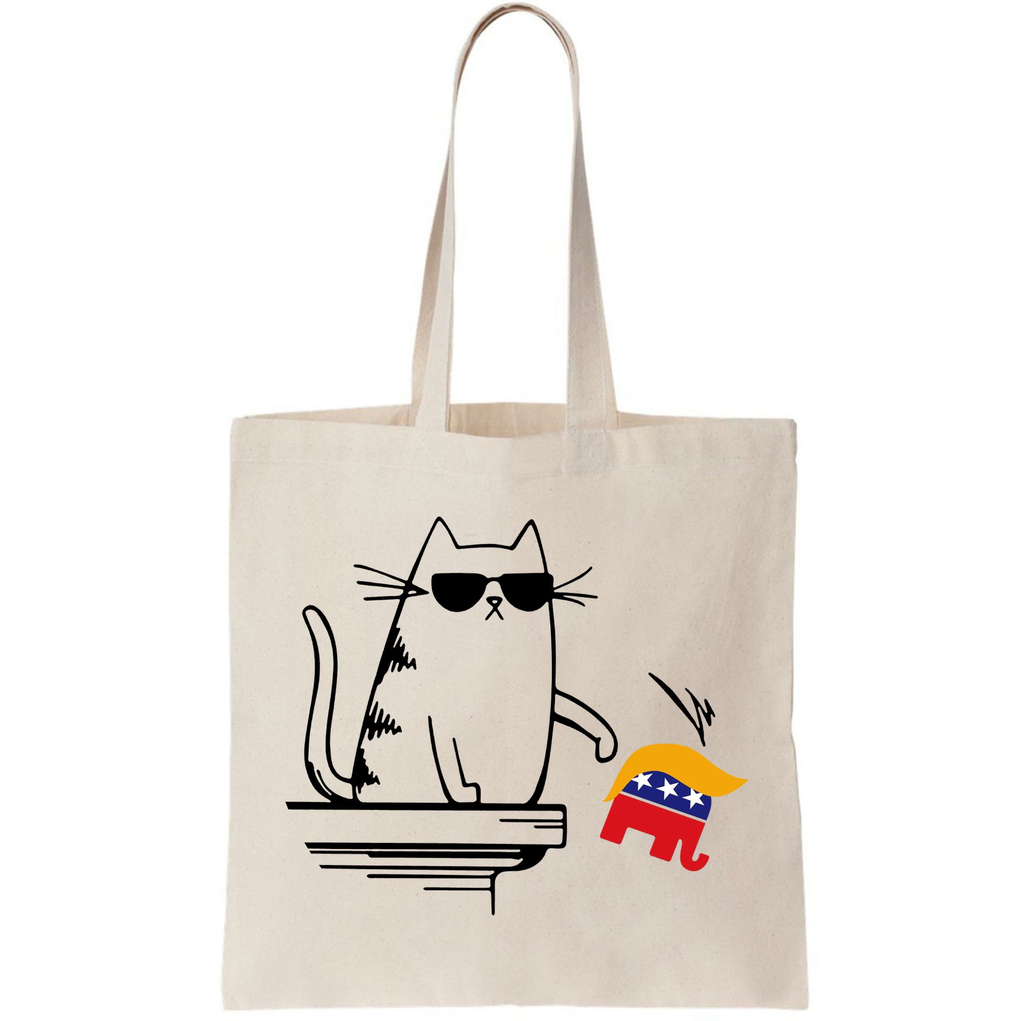 Cool Cat Knock Over Trump Elephant Hair 2024 Harris Walz Bag