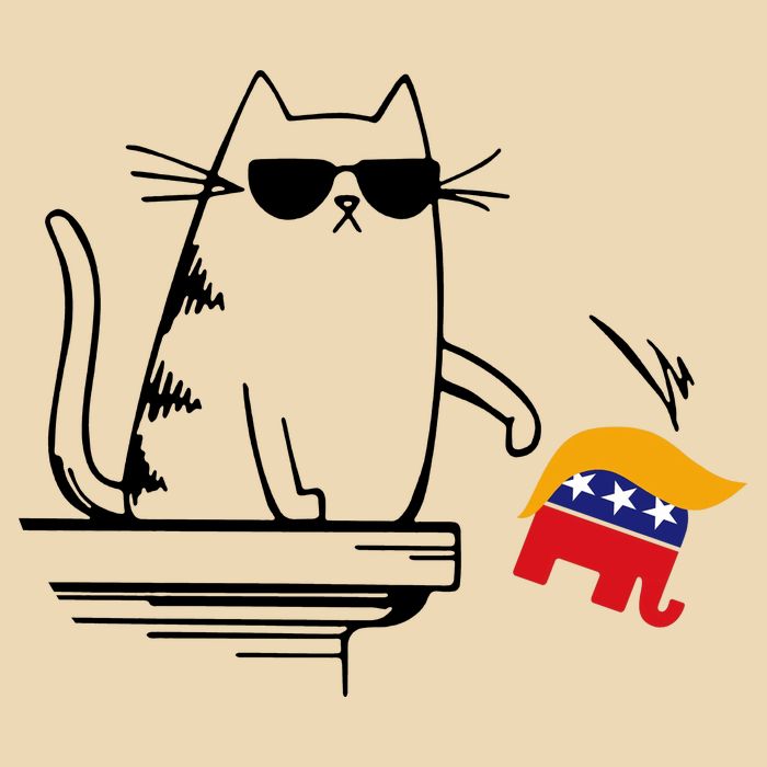 Cool Cat Knock Over Trump Elephant Hair 2024 Harris Walz Bag