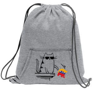 Cool Cat Knock Over Trump Elephant Hair 2024 Harris Walz Sweatshirt Cinch Pack Bag