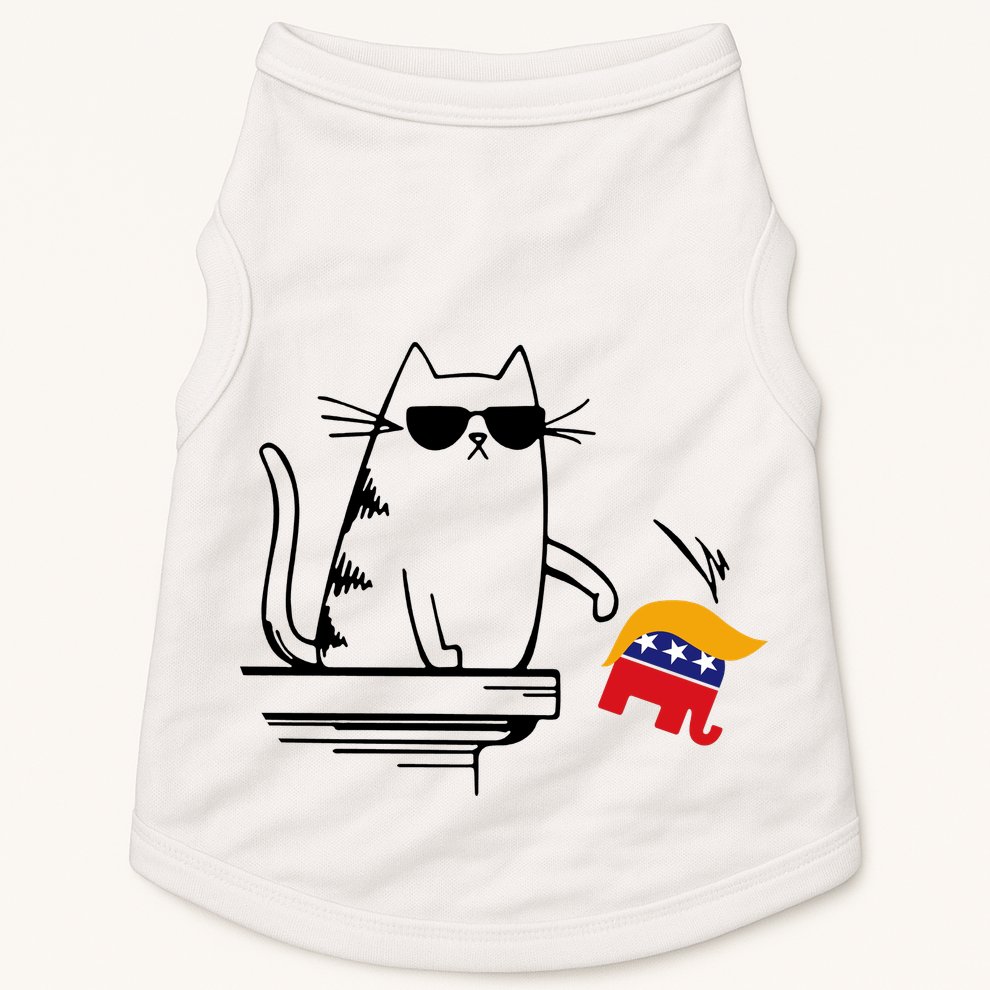 Cool Cat Knock Over Trump Elephant Hair 2024 Harris Walz Doggie Tank