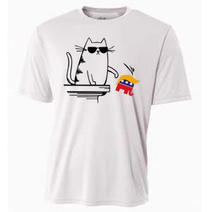 Cool Cat Knock Over Trump Elephant Hair 2024 Harris Walz Cooling Performance Crew T-Shirt