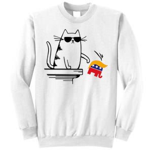 Cool Cat Knock Over Trump Elephant Hair 2024 Harris Walz Sweatshirt