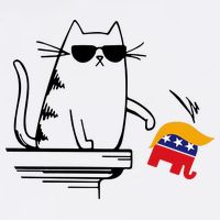Cool Cat Knock Over Trump Elephant Hair 2024 Harris Walz Button
