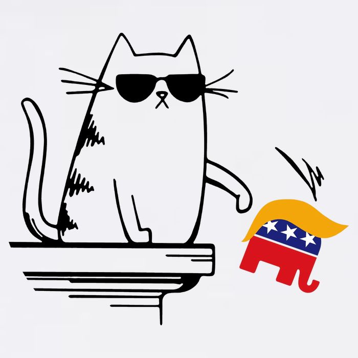Cool Cat Knock Over Trump Elephant Hair 2024 Harris Walz Button