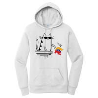 Cool Cat Knock Over Trump Elephant Hair 2024 Harris Walz Women's Pullover Hoodie