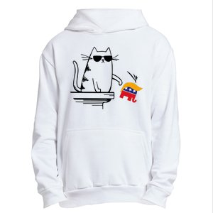 Cool Cat Knock Over Trump Elephant Hair 2024 Harris Walz Urban Pullover Hoodie