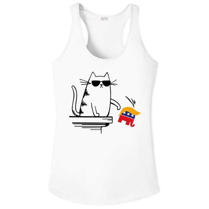 Cool Cat Knock Over Trump Elephant Hair 2024 Harris Walz Ladies PosiCharge Competitor Racerback Tank