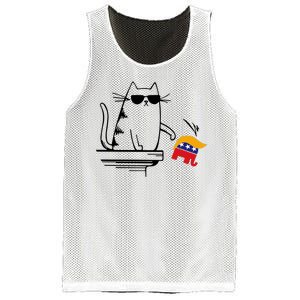 Cool Cat Knock Over Trump Elephant Hair 2024 Harris Walz Mesh Reversible Basketball Jersey Tank