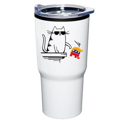 Cool Cat Knock Over Trump Elephant Hair 2024 Harris Walz Tumbler