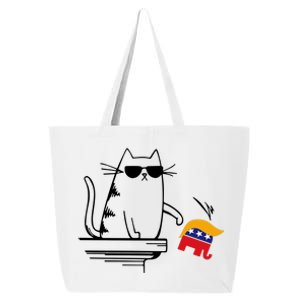 Cool Cat Knock Over Trump Elephant Hair 2024 Harris Walz 25L Jumbo Tote