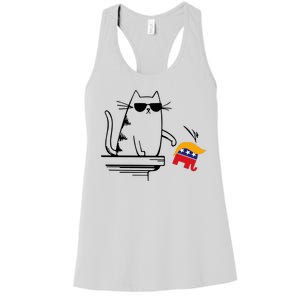 Cool Cat Knock Over Trump Elephant Hair 2024 Harris Walz Women's Racerback Tank