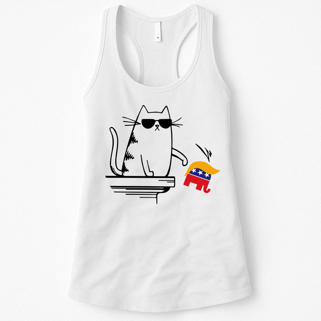 Cool Cat Knock Over Trump Elephant Hair 2024 Harris Walz Womens Tank Top