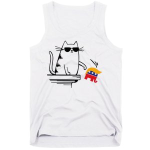 Cool Cat Knock Over Trump Elephant Hair 2024 Harris Walz Tank Top