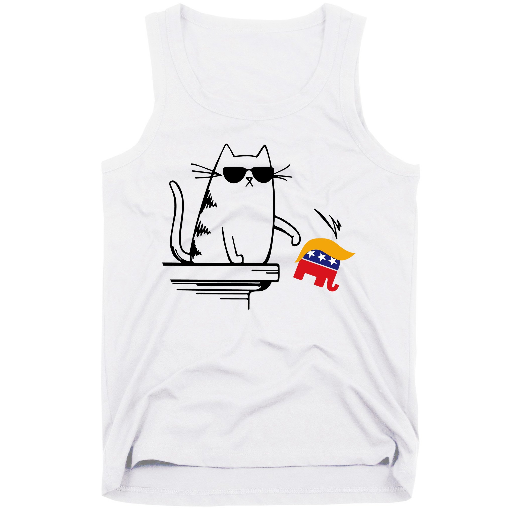Cool Cat Knock Over Trump Elephant Hair 2024 Harris Walz Tank Top