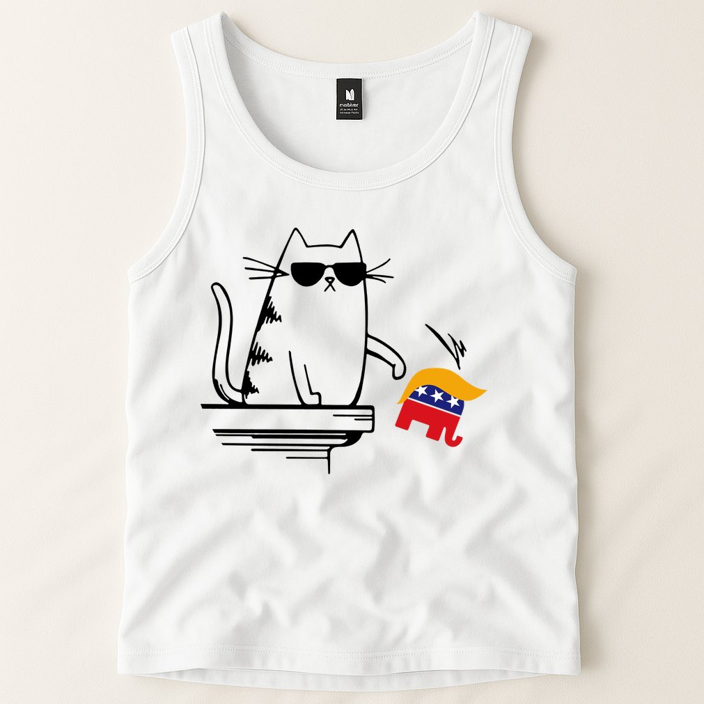 Cool Cat Knock Over Trump Elephant Hair 2024 Harris Walz Tank Top