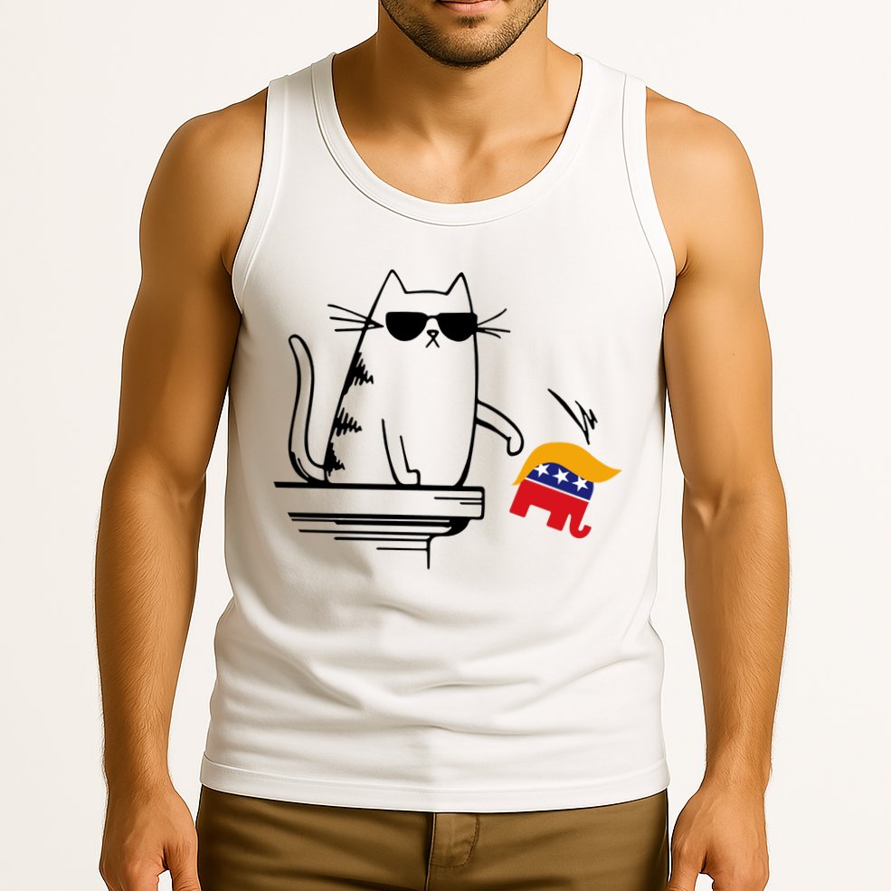 Cool Cat Knock Over Trump Elephant Hair 2024 Harris Walz Tank Top