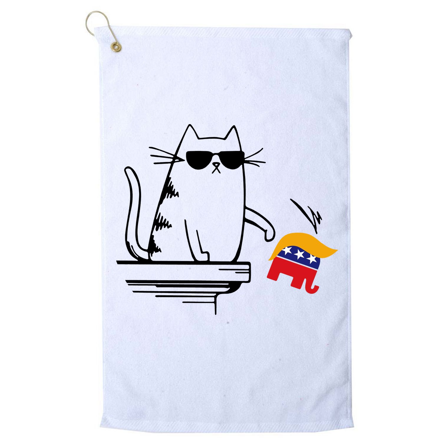 Cool Cat Knock Over Trump Elephant Hair 2024 Harris Walz Golf Towel