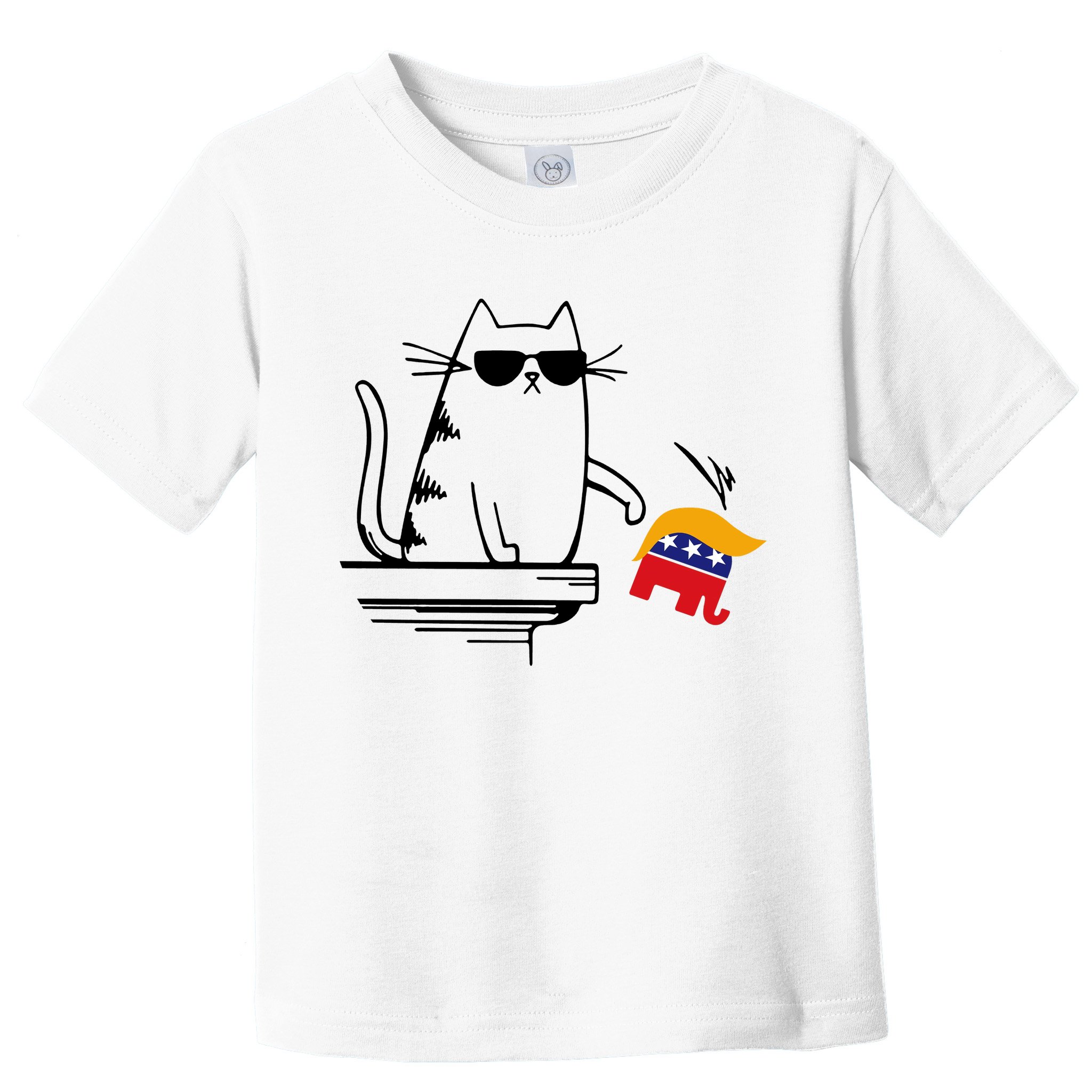 Cool Cat Knock Over Trump Elephant Hair 2024 Harris Walz Toddler T-Shirt