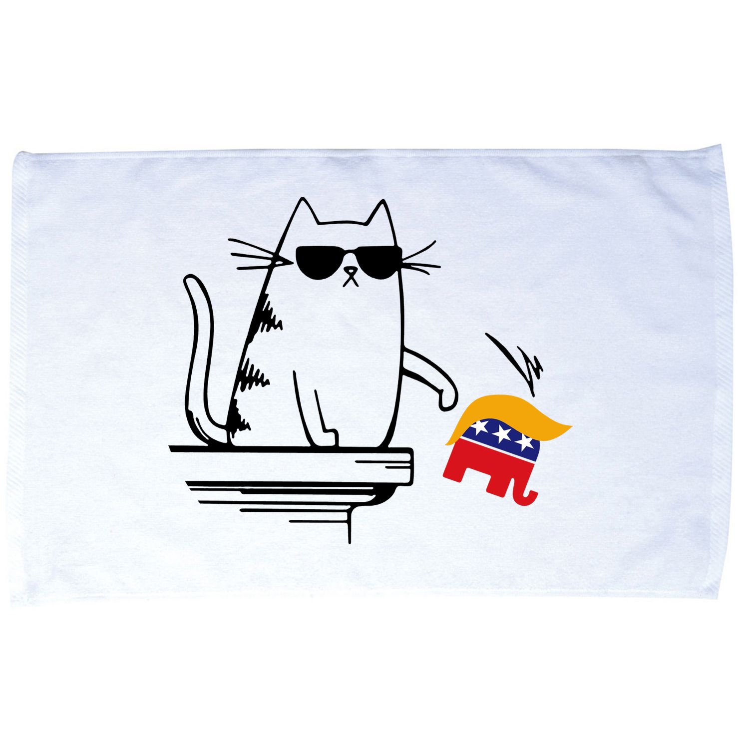 Cool Cat Knock Over Trump Elephant Hair 2024 Harris Walz Microfiber Hand Towel