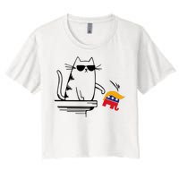 Cool Cat Knock Over Trump Elephant Hair 2024 Harris Walz Women's Crop Top Tee