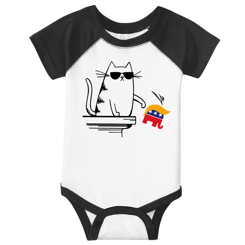 Cool Cat Knock Over Trump Elephant Hair 2024 Harris Walz Infant Baby Jersey Bodysuit