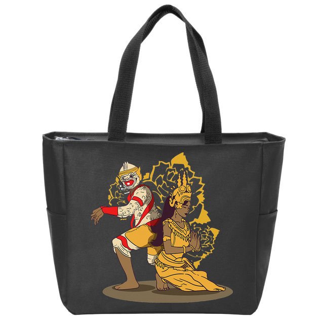 Cambodia Cambodian Khmer Traditional Dance Reamker Apsara Zip Tote Bag
