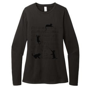 Cute Cat Kitty Playing Music Note Clef Musician Art Womens CVC Long Sleeve Shirt