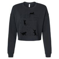 Cute Cat Kitty Playing Music Note Clef Musician Art Cropped Pullover Crew