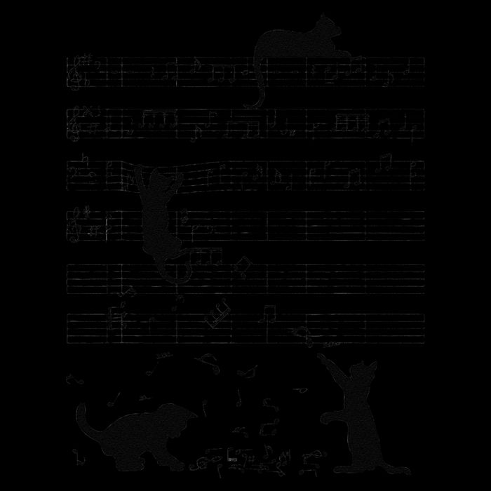 Cute Cat Kitty Playing Music Note Clef Musician Art Cropped Pullover Crew