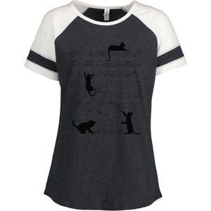 Cute Cat Kitty Playing Music Note Clef Musician Art Enza Ladies Jersey Colorblock Tee