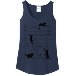 Cute Cat Kitty Playing Music Note Clef Musician Art Ladies Essential Tank