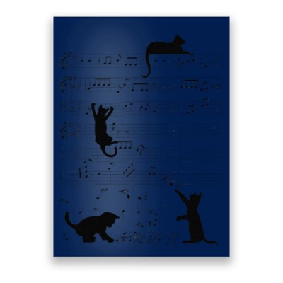 Cute Cat Kitty Playing Music Note Clef Musician Art Poster